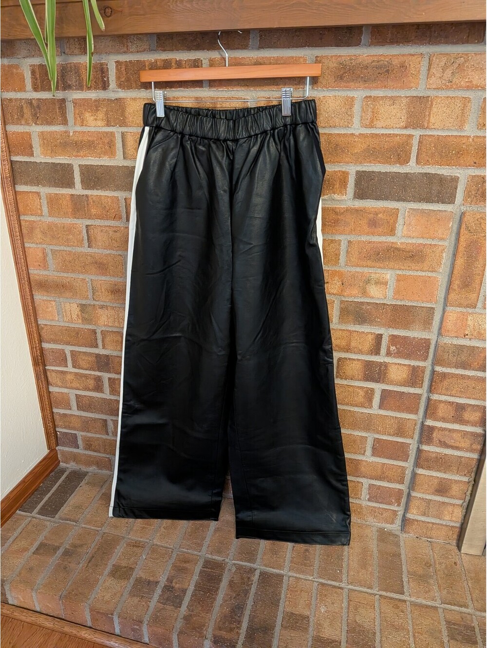 Black Leather Anthro Maeve Wide Leg Pants | Biker Core